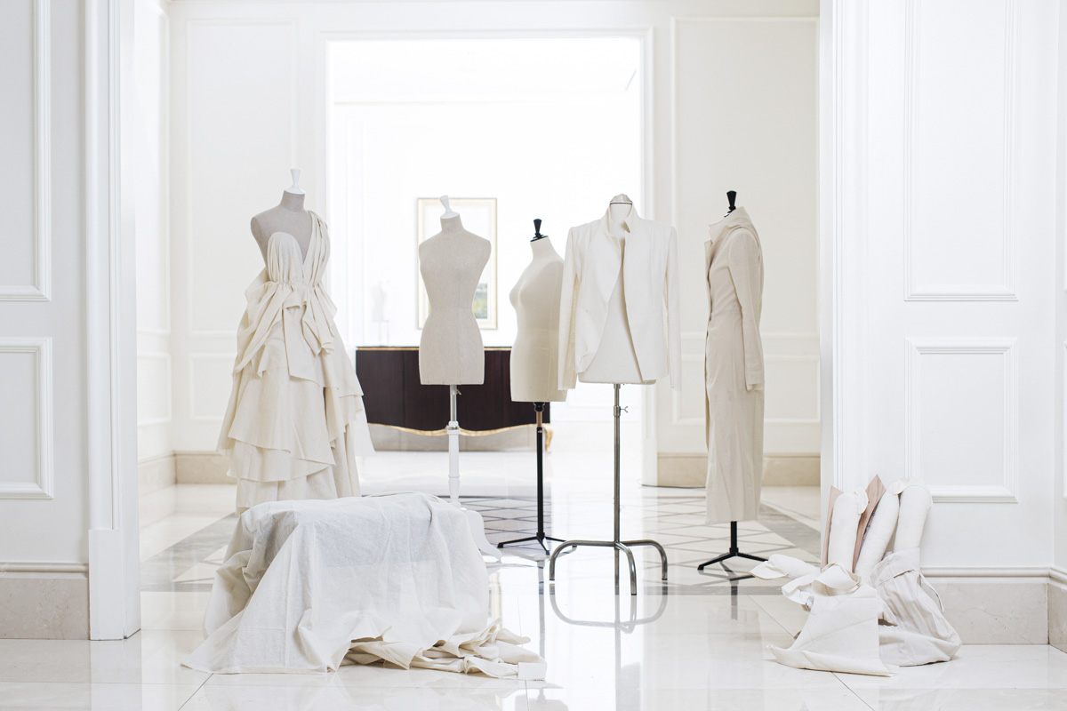 Sartorial mannequin and designer dress in showroom